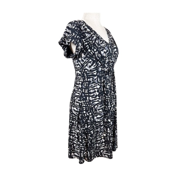 WORTHINGTON BLACK AND WHITE GATHERED MIDI DRESS, SIZE S - Picture 4 of 7